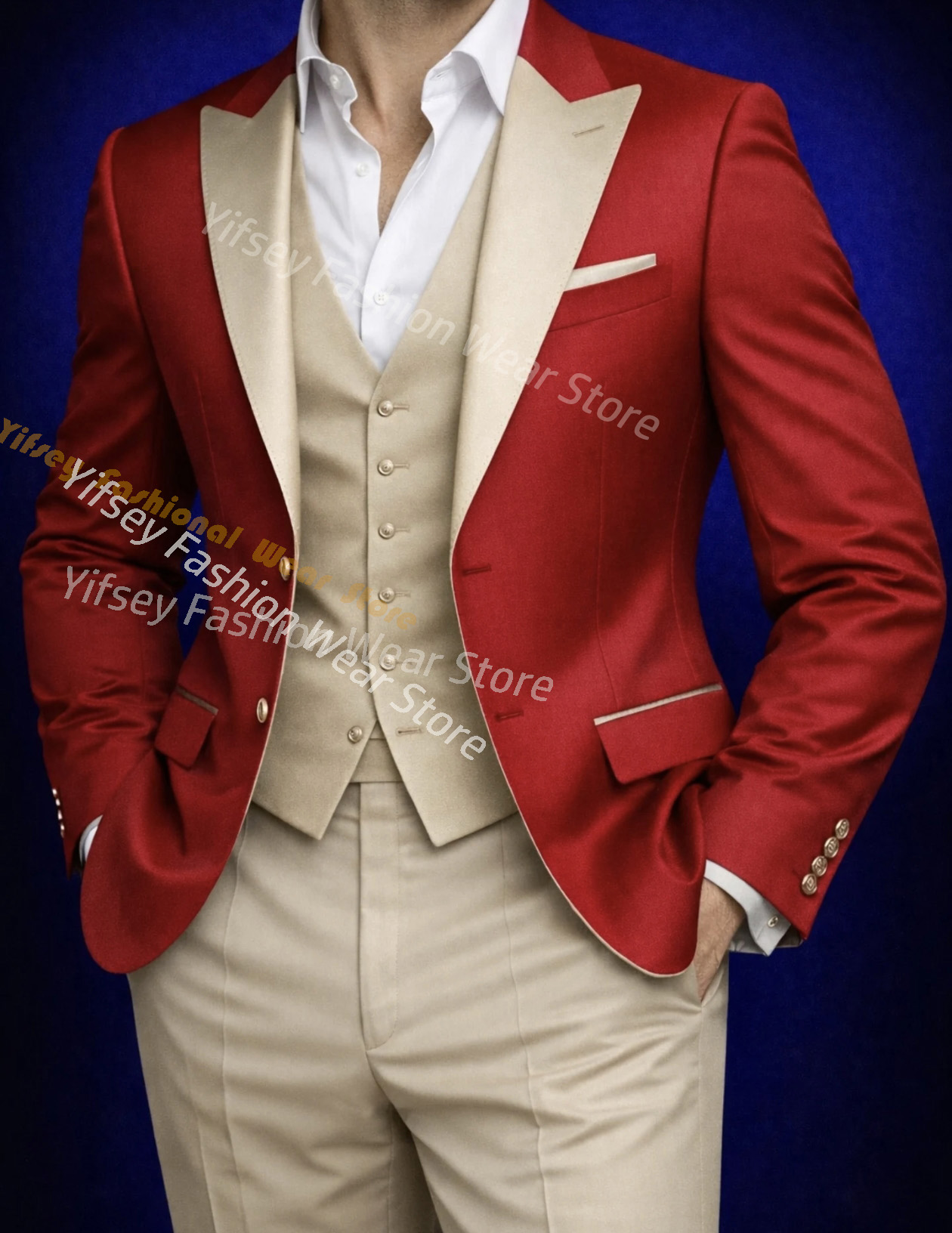 Red Full Men Suit Set Wedding  - Mens Grooming Brand 评论和价格